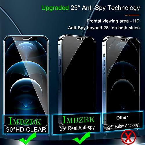 IMBZBK 3 Pack Privacy Screen Protector for iPhone 12 Pro Max,Tempered Glass - size: iPhone 12 Pro Max 6.7 inch