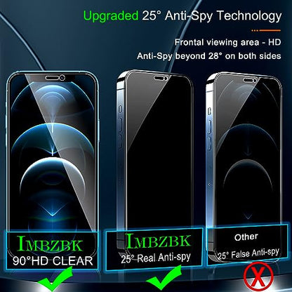 IMBZBK 3 Pack Privacy Screen Protector for iPhone 12 Pro Max,Tempered Glass - size: iPhone 12 Pro Max 6.7 inch