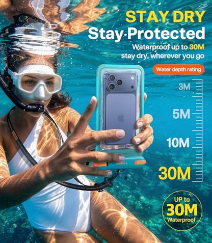 TORRAS IPX8 Waterproof Phone Pouch Floating, Dry Bag, Glacier Sprint | Underwater Touch Screen, Waterproof Phone Case, Fits All Phones, Lanyard, Snorkeling, Diving, Beach, Cruise, Travel - color: 1 Pack-Glacier Sprint