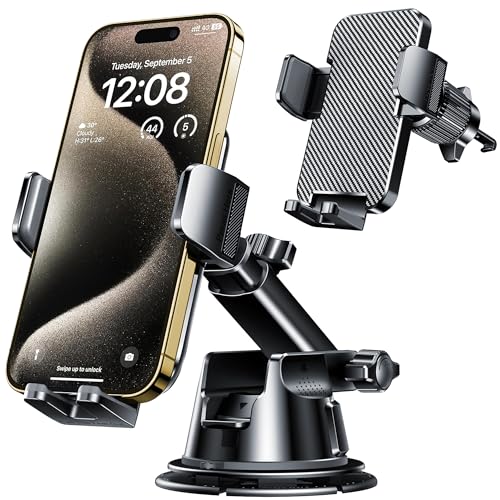 Qifutan Dash Mounted Holders Phone Holders for Your Car Phone Mount for Car Windshield Dashboard Air Vent Universal Desk Mounts Hands Free Automobile Cell Phone Holder Fit for iPhone Smartphone - color: Carbon Fiber