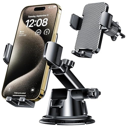 Qifutan Dash Mounted Holders Phone Holders for Your Car Phone Mount for Car Windshield Dashboard Air Vent Universal Desk Mounts Hands Free Automobile Cell Phone Holder Fit for iPhone Smartphone - color: Carbon Fiber