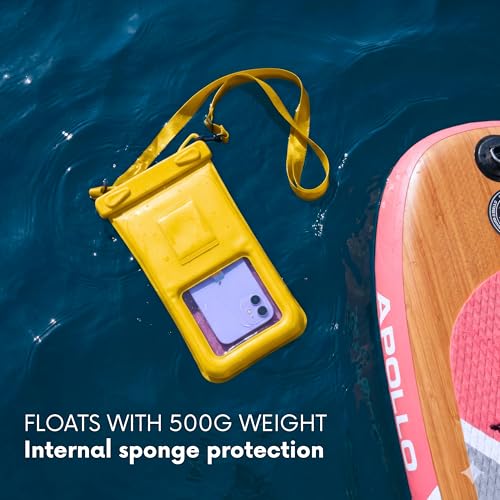 AQUAVAULT Floating Waterproof Phone Pouch, IPX8 Underwater, Large, 2 Pack | Underwater Phone Pouch with Dual Compartment for Phone & Valuables, Armband + Lanyard, Fits iPhone 17/16/15 Pro Max, S26/S25 - color: Black and Yellow