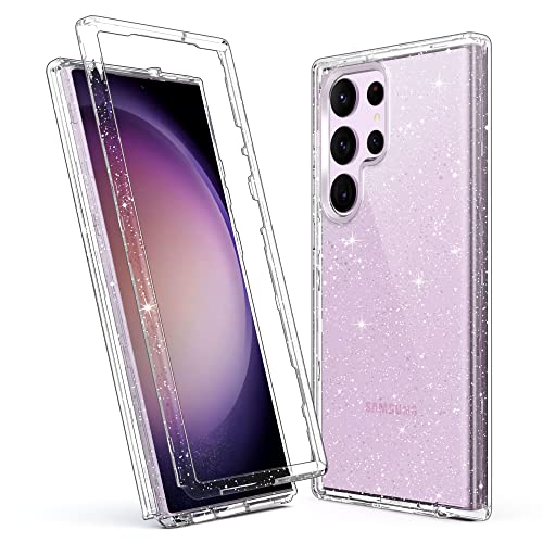 ULAK Compatible with Samsung Galaxy S23 Ultra 5G Case, Heavy Duty Shockproof Hybrid Soft TPU Bumper Drop Protection Transparent Phone Case for Galaxy S23 Ultra 5G 6.8 inch - Clear Glitter - color: Glitter