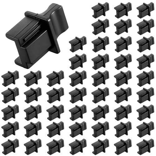50 Pcs RJ45 Dust Covers Caps Ethernet LAN Port Protector Black Silicone Ethernet Hub Port RJ45 Anti-Dust Silicone Plugs Protector Stopper Cap for Female Ports Protectors Switch Router Media Converter