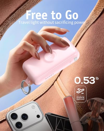 RORRY Flow Portable Charger 10000mAh 40W Wall Plug Power Bank Battery Pack - color: Pink