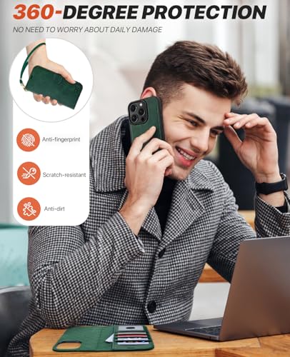 OCASE for iPhone 16 Pro Max Case Detachable Wallet Case with Card Holder, 2 in 1 Pu Leather Flip Folio with RFID Blocking Stand Wrist Strap Shockproof Phone Cover 6.9 Inch 2024, Blackish Green - color: Blackish Green, size: iPhone 16 Pro Max