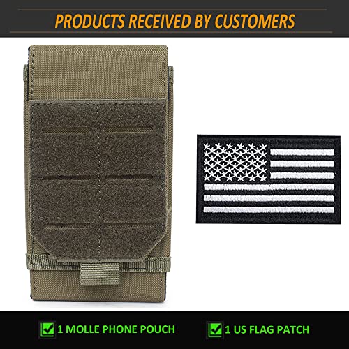 Molle Phone Pouch, Od Green Small Tactical Cell Phone Holster, Heavy Duty Waterproof Smartphone Case Holder for Vest Belt Waist (Army Green) - color: MILITARY GREEN