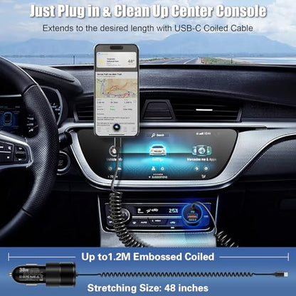 2-Pack 38W Car Charger USB C for iPhone 16 Pro Max Plus, Dual Port - color: 2-Pack Black
