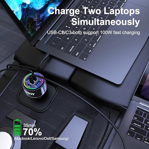 320W USB C Car Charger, 6 Ports Type C Car Charger