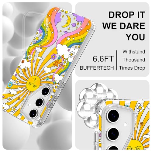 MOSNOVO Case for Samsung Galaxy S24 FE, [Buffertech 6.6ft Military-Grade Drop Protection] [Anti Peel Off Tech] Clear TPU Bumper Phone Case Cover Design - 70's Psychedelic Groovy Art - color: Clear - 70's Psychedelic Groovy Art, size: Samsung Galaxy S24 FE