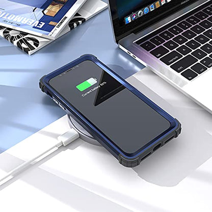 IDweel for iPhone 11 Case with Screen Protector(Tempered Glass), Hybrid 3 in 1 Shockproof Slim Fit Heavy Duty Protection Hard PC Cover Soft Silicone Bumper Full Body Case for iPhone 11 6.1 Inch, Blue - color: Blue