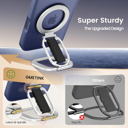 Foldable Double Sided Magnetic Phone Grip Kickstand for Magsafe - color: Silver
