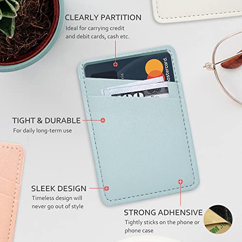 Limvory Phone Wallet Stick On, Leather Phone Card Holder, Credit Card Holder for Phone Case - Pink, Blue - color: Pink, Blue