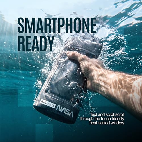 NASA Small Dry Bag with Integrated Waterproof Phone Pouch (Floating, IP68) | Full Phone Screen Control | Floats When Sealed | Detachable Shoulder Strap | Fully Submersible | Fits Phone, Keys & Cash - color: White