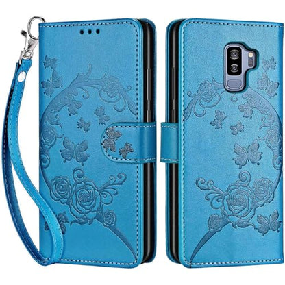 for Samsung Galaxy S9 Plus Wallet case, Blue-Flower | 3 Card Holders, Kickstand, Shockproof TPU Shell, PU Leather, Magnetic Closure, Protective Flip Folio Cover, Women - color: 7