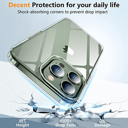 Crystal Clear for iPhone 13 Pro Case,[Anti- Yellowing][Upgraded Military Shockproof Protection] Slim Thin Protective Bumper Phone Case 6.1 inch – Clear
