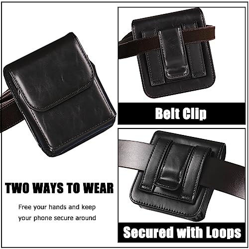 NINKI Galaxy Z Flip 8 Case Holster for Motorola Razr 2026 Holster Cover 2025/2024 / 2023 Razr Plus,Moto Razr 2026 Waist Holder Z Flip 7 6 5 4 3 Bag for Sumsung Z Flip 8 Pouch Carrier Belt Clip,Black - color: Black