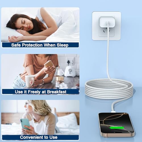 iPhone 17 16 15 Pro Max Charger Fast Charging 3Pack 20W Apple Fast Charger - color: Woven, size: 3Pack 3FT