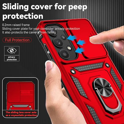 for Samsung Galaxy A35 5G Case,with Screen Protectors and Camera Cover,[Military Grade] 16ft.Drop Tested Cover with Magnetic Kickstand Protective Case for Galaxy A35 5G, Red - color: Red