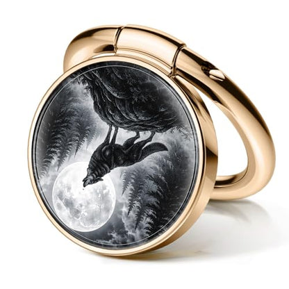 Cell Phone Ring Holder, Cute Metal Phone Grip Stand Finger Ring Kickstand, Flexible 360°Rotation Phone Tablet Case Accessories Compatible with Most Phones Wolf Moon Forest - color: Wolf Moon Forest