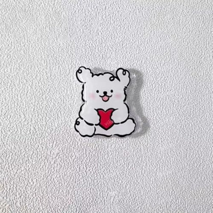 Magnetic Socket Pocket Stand Phone Grip Tok Bracket Korean Cute Cartoon Puppy Grip for iPhone Samsung Xiaomi Ring Finger Holder (C) - color: C