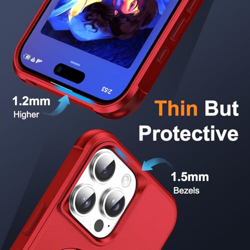 SKYLMW Compatible with iPhone 12/13 Pro Max Case with Stand,Red | iPhone 12/13 Pro Max Phone Case 6.7",Magnetic Ring Stand,Compatible with MagSafe,Military-Grade Protection,Great Grip Feeling - color: Red, size: Iphone 12 Pro Max & Iphone 13 Pro Max