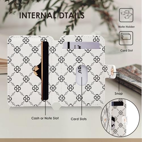 M-Plateau Small Wallet for Women, Sticky Wallet for Back of Phone - color: Beige Print