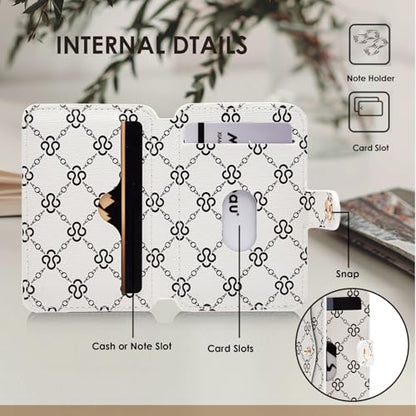 M-Plateau Small Wallet for Women, Sticky Wallet for Back of Phone - color: Beige Print