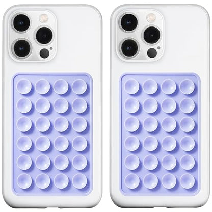 LvShuLiangPin Anteel 2 Pack Silicone Suction Phone Case Mount, Silicon Adhesive Phone Grip for Smartphones, Hands-Free Mirror Shower Phone Holder for Selfies, Tiktok Videos (Lavender) - color: Lavender
