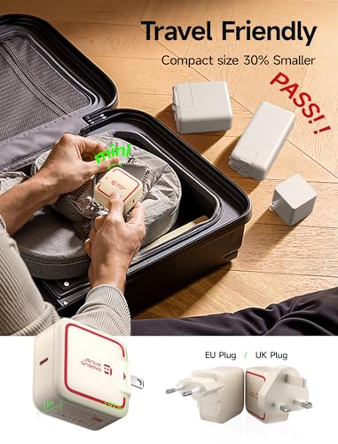JSAUX 65W GaN USB C Charger for Switch 2, EU/UK Plug, 6.6FT Cable, White - color: Off-White