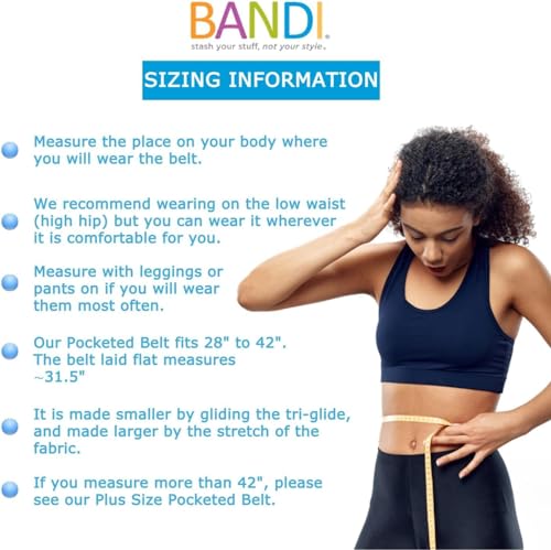 BANDI Running Belt for Women & Men – USA Made No-Bounce Adjustable Waist Pack & Secure Fanny Pack – Fits All Phones, Gels & Essentials – Zipper-Free, Medical Device Friendly - color: Navy Blue