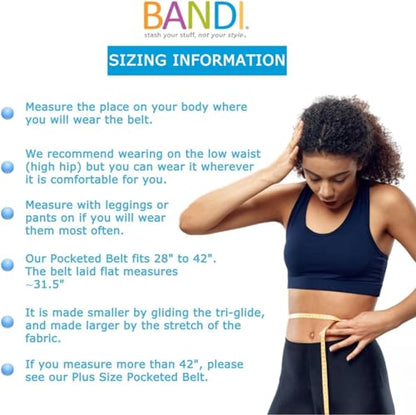 BANDI Running Belt for Women & Men – USA Made No-Bounce Adjustable Waist Pack & Secure Fanny Pack – Fits All Phones, Gels & Essentials – Zipper-Free, Medical Device Friendly - color: Navy Blue