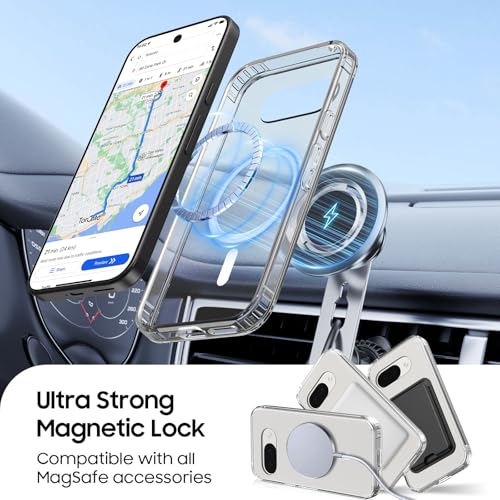 Magnetic for Google Pixel 9A Wallet Case with Card Holder﻿ | Compatible with MagSafe, Shockproof Phone Cover with Detachable RFID Blocking Card Slot, Clear & Black - color: Clear with Black, size: Pixel 9A