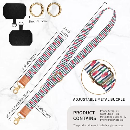 Phone Lanyard Crossbody Wrist Strap, Universal Adjustable Neck Strap for Phone Case Keys ID Badges, Travel Essential - color: Cute Cherry