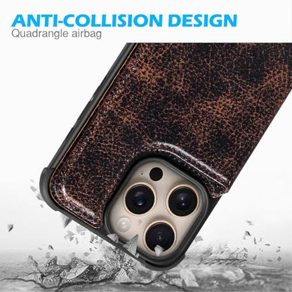 Wallet Real Leather Case Compatible with iPhone 13 Pro 6.1" | Genuine Leather,Shockproof, Anti-Fall Case,Flip Cover,with Card Slot,Double Magnetic Buckle,Kickstand,RFID Blocking Coffee - color: Brown Coffee, size: 6.1"-13 Pro