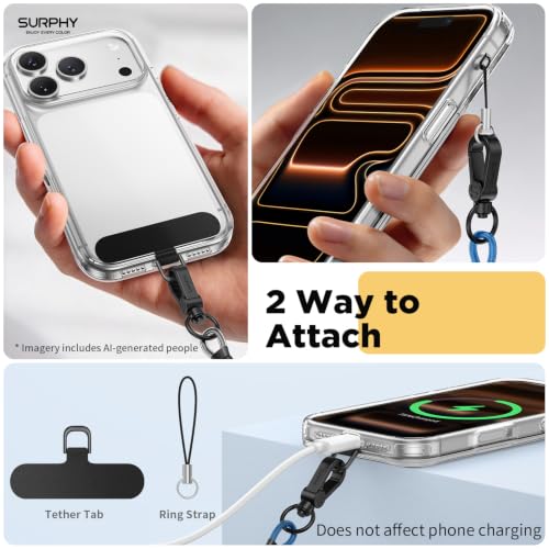 SURPHY Anti Theft Phone Strap, Phone Lanyard, Sturdy Steel Wire Keychain - color: P2- Blue & Black