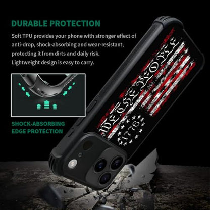 case for iPhone 17 Pro Max,Compatible with Magsafe,All-Round Protection Shockproof Anti-Scratches TPU Case Cover-Classic American Flag 1776 We The People - color: Classic American Flag 1776 we the people, size: IPhone 17 Pro Max