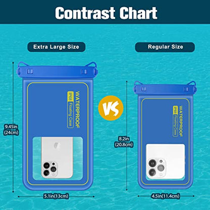 JOTO [IP68 Floatable Large Floating Waterproof Phone Pouch Up to 10", Underwater Phone Case Cellphone Dry Bag for iPhone 17 16 15 14 13 12 11 Pro Max Xs Max XR X 8 7 Plus SE/Galaxy S24 S23 S22 -Blue - color: Blue