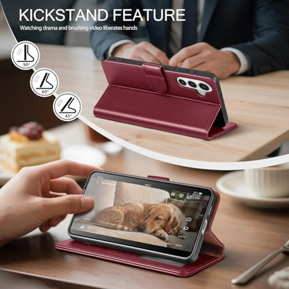 Compatible with Samsung Galaxy S26 Case Wallet with Card Holder [4 Card Slot] Women Men,RFID Blocking PU Leather Phone Case Flip Shockproof Protector Cover Credit Card Slot Kickstand,Wine Red - color: Wine Red, size: Samsung Galaxy S26 - 6.3"