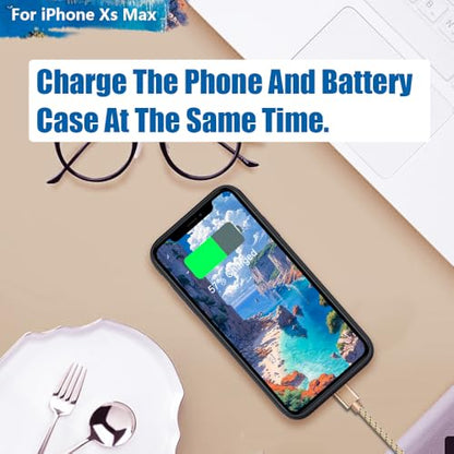 [New Battery Case for iPhone Xs Max, 5000mAh Rechargeable Extended Battery Charging Charger Case (6.5 Inches) Black