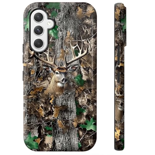 Camo Tree Deer Phone Case for Samsung Galaxy S25, Dual Layer Shockproof Rugged Cover with Soft TPU + Hard PC, Anti-Scratch Slim Fit Wireless Charging Compatible - color: Camo Tree Deer, size: 6.2" Galaxy S25