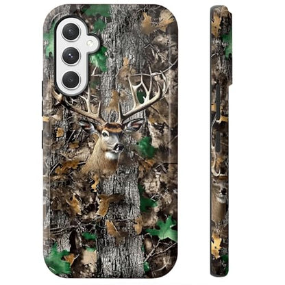 Camo Tree Deer Phone Case for Samsung Galaxy S25, Dual Layer Shockproof Rugged Cover with Soft TPU + Hard PC, Anti-Scratch Slim Fit Wireless Charging Compatible - color: Camo Tree Deer, size: 6.2" Galaxy S25