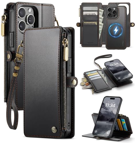 for iPhone 14 Pro - Phone Case Wallet Magnetic Detachable, Black - color: Black, size: iPhone 14 Pro