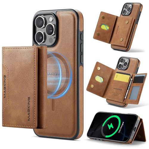 K2 2 in 1 Detachable Magnetic Phone Cases Compatible with iPhone 16 Pro Max Case with Card Holder RFID Blocking, Compatible with Magsafe Wallet, Leather 6.9'' (Brown, iPhone 16 Pro Max) - color: Brown, size: iPhone 16 Pro Max