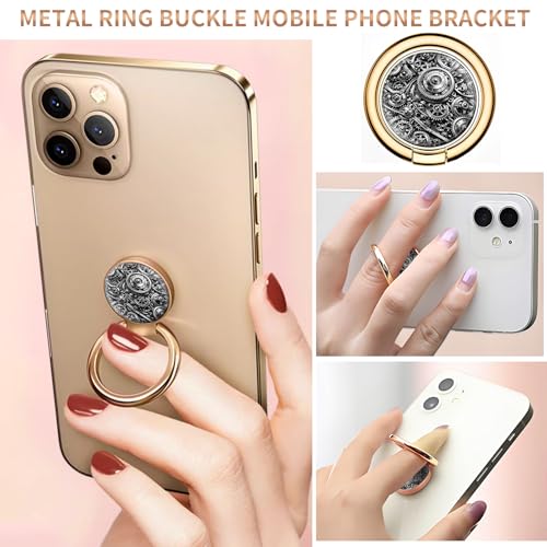 Cell Phone Ring Holder, Cute Metal Phone Grip Stand Finger Ring Kickstand, Flexible 360°Rotation Phone Tablet Case Accessories Compatible with Most Phones Silvery Gear Pattern - color: Silvery Gear Pattern