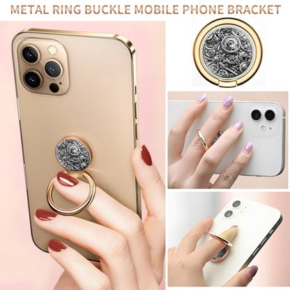 Cell Phone Ring Holder, Cute Metal Phone Grip Stand Finger Ring Kickstand, Flexible 360°Rotation Phone Tablet Case Accessories Compatible with Most Phones Silvery Gear Pattern - color: Silvery Gear Pattern