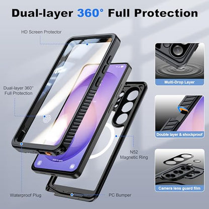 ANTSHARE IP68 Waterproof Case for Samsung Galaxy S26 Ultra, Black/Clear - color: Black/Clear, size: S26 Ultra