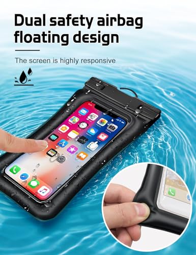 Fizzest Cell Phone Waterproof Protector Pouch for Swimming Floating，Beach Vacation Essentials,Fanny Packs for Women and Men，Phone Bag Case，Compatible with iPhone Black
