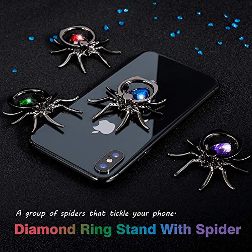 Allengel Phone Ring Holder Stand, 360 Degree Rotation Universal Spider Finger Kickstand with Polished Metal Phone Grip for Cell Phone, Red - color: Red