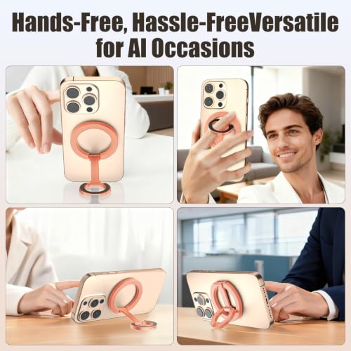 Magnetic Phone Ring Grip for MagSafe Compatible with iPhone Samsung (Gold) - color: Rose Gold